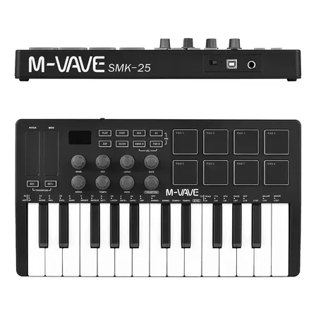 Teclado Controlador MIDI M-Vave SMK-25 25 Teclas 8 Pads Bluetooth