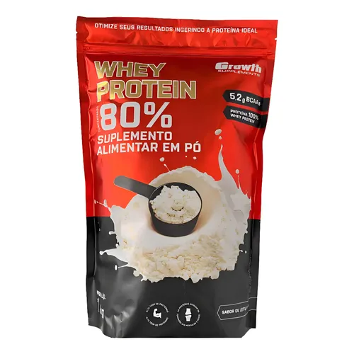 Proteína Whey Protein Concentrado (1kg) Sabores - Growth Sabor Leite Em Pó