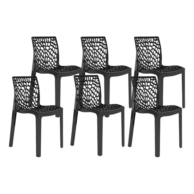 Conjunto De 6 Cadeiras Gruvyer Pretas Para Escritório/sala De Jantar E Área Gourmet