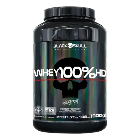 Suplemento em pó Black Skull Whey 100% HD sabor Cookies & Cream frasco 900 g