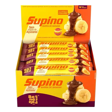 Barra Supino Frutas Zero Banana E Chocolate Ao Leite 20 Unidade 24g Banana Brasil