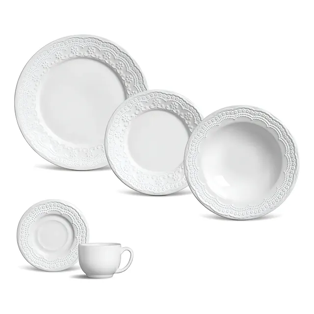 Aparelho De Jantar 30 Peças Madeleine Branco Liso