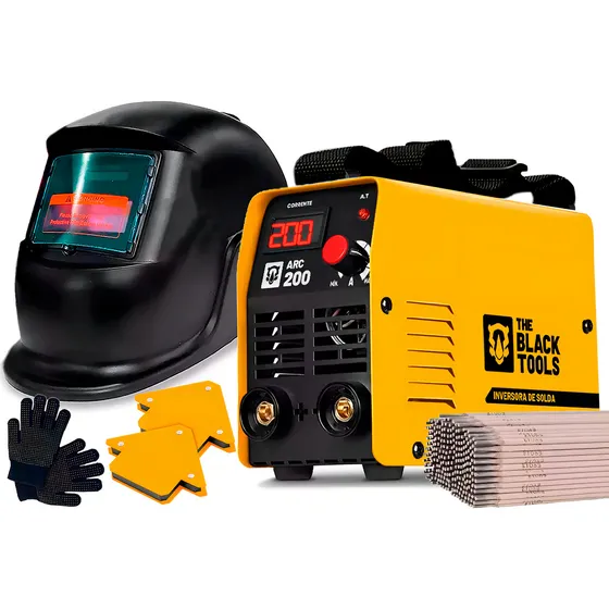 Maquina De Solda Inversora Eletrica 200a The Black Tools Arc200 Com Máscara De Solda Automática E Acessórios Amarelo 220v