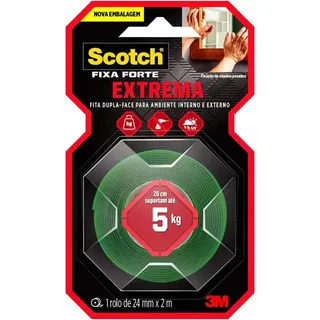 Fita Dupla Face Fixa Forte 3m 24mm X 2m 1810 Cinza