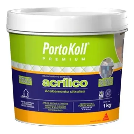 Rejunte Acrílico Premium Portokoll 1 Kg Cinza Artico
