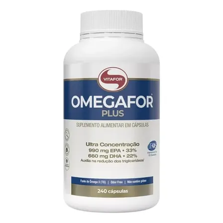 Ômega 3 Omegafor Plus Vitafor 240 Cápsulas Óleo de Peixe Sem Sabor