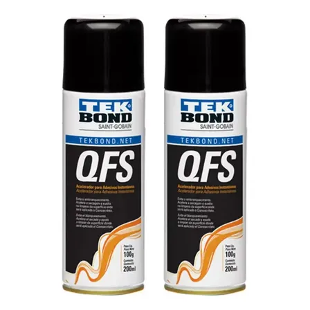 Acelerador De Cianocrilato Qfs Tek Bond 200ml Kit Com 2un Cor Incolor
