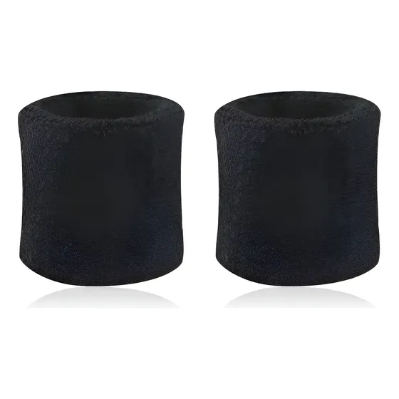 Par Munhequeira Atoalhada Pulso Tênis Basquete Squash Cor Preto Único