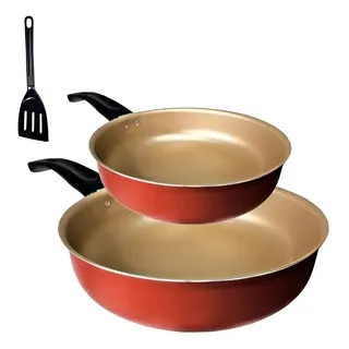 Conjunto Kit Frigideira Alta Funda C/2 Nº 18e22cm - Cereja