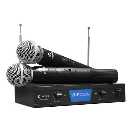 Kit Com 2 Microfones Sem Fio Profissionais Dinâmicos Onistek P10 Para Eventos Preto