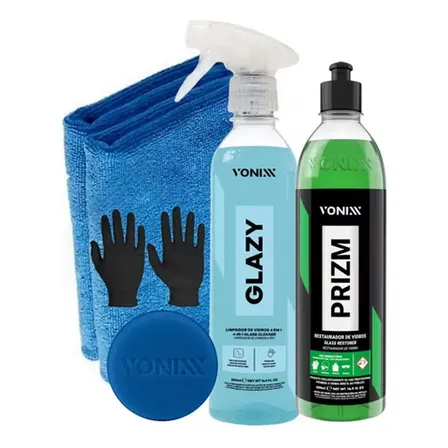 Kit Glazy 500ml Prizm Aplicador Pano Redutor De Risco Vonixx