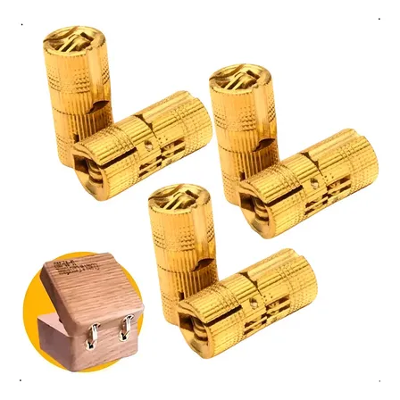Kit 2 Dobradiças Invisível Cilíndrica Latão 16mm 180° Hardt Madeira