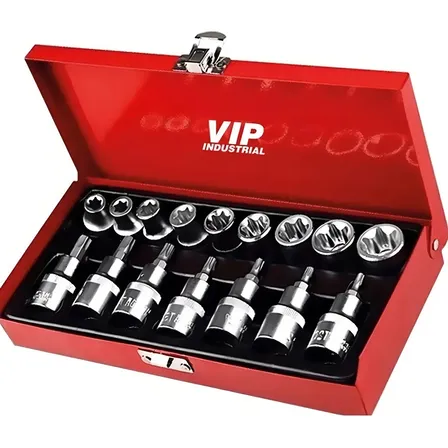 Jogo De Soquete Torx Vip Industrial 904571 - Vermelho Com Acabamento Cromado