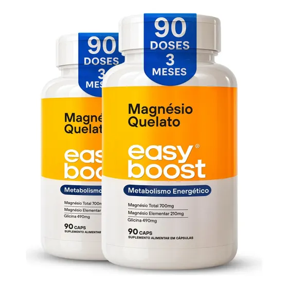 Magnésio Quelato Easy Boost Magnesio Bisglicinato 90 doses Total 180 Cápsulas Kit 2x