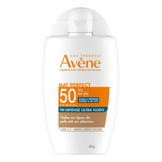 Avène Protetor Solar Mat Perfect Tri-Defense Ultra Fluido FPS 50 Tom 2.5 Médio 40g