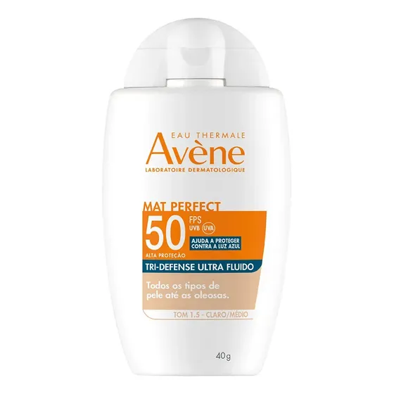 Avène Protetor Solar Mat Perfect Tri-Defense Ultra Fluido FPS 50 Tom 1.5 Claro 40g