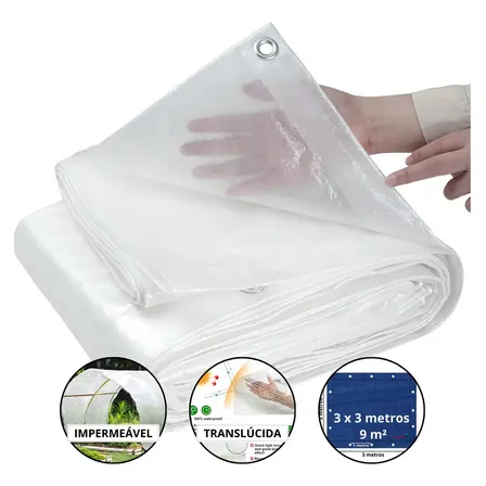 Lona Transparente Impermeável Plástica Multiuso 3x3 70 Gsm
