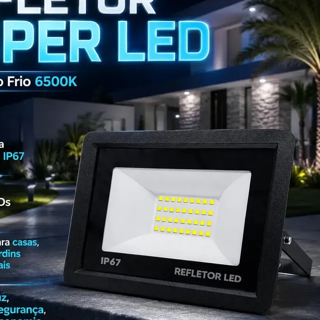 Kit 5 Refletores Led 100w Ip67 À Prova D'água 6500k Branco Frio Bivolt 127/220v Preto