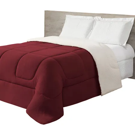 Coberdrom Sherpa Casal Queen Grosso Super Quente Cor Vermelho Luckbaby Liso