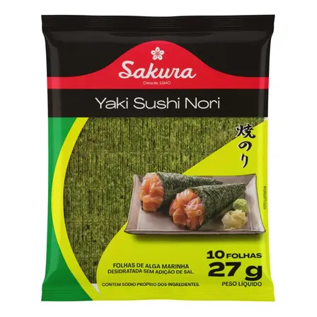 Alga Yaki Sushi Nori 10 Folhas Sakura 27g