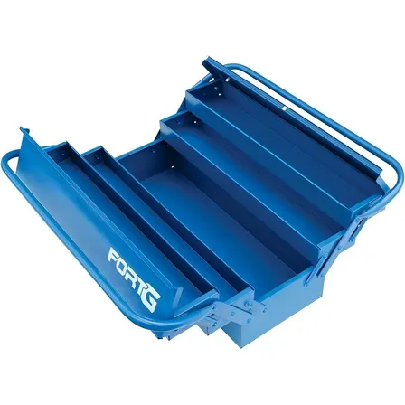 Caixa Sanfonada Metal Azul Fortg 5 Compartimentos 50cm Modelo Fortg-1444