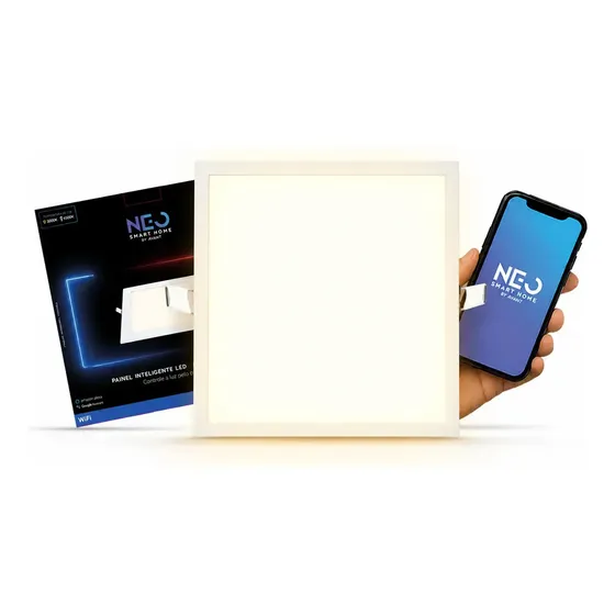 Painel Led Plafon Smart Embutir Inteligente Wifi 18w 2700k A 6500k Quadrado Branco Cod:290118076 Avant Neo