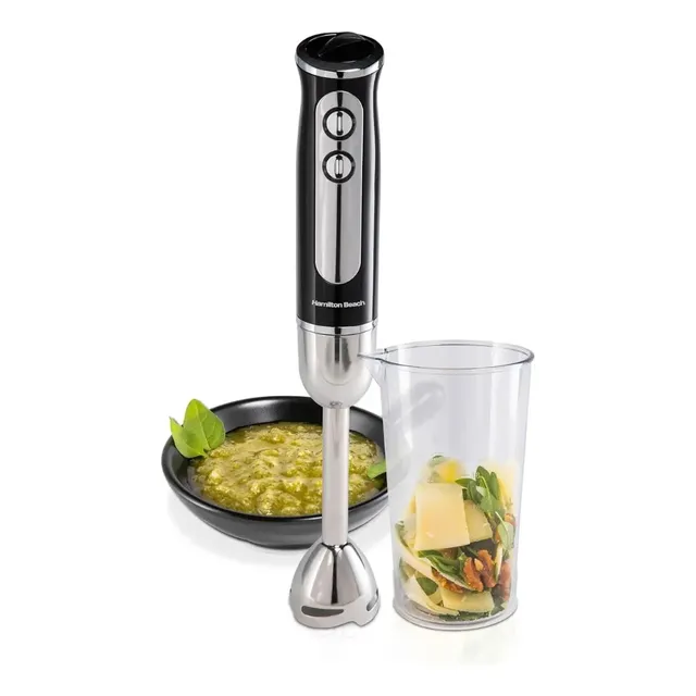 Mixer De Mão Hamilton Beach 800w Para Cozinhar, Shakes E Sopas Com Copo De 600ml Preto/prata 220v