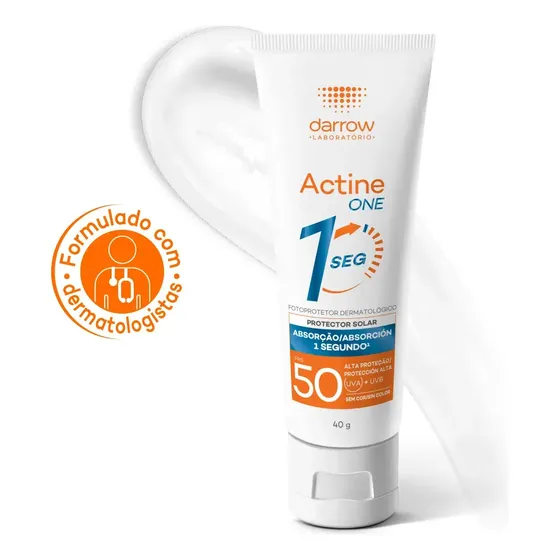 Protetor solar facial dermatológico Darrow Actine One, protetor solar SPF50 com ácido hialurônico, toque seco invisível, gel ultraleve, absorção de textura, 1 segundo, proteção UVA UVB, 40 g