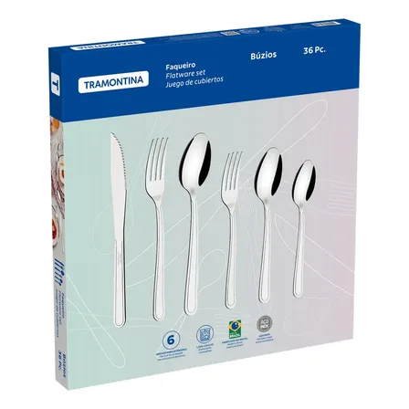 Faqueiro Tramontina 23798/068 Buzios 36 Peças Inox Prateado