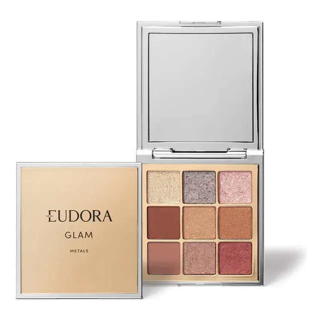 Paleta de Sombras Glam Metals Eudora com 9 Cores Metalizadas