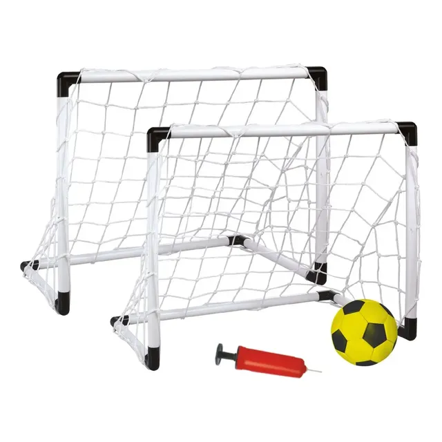 Trave Futebol Kit 2 Mini Golzinhos Gol Infantil Bola E Bomba Branco