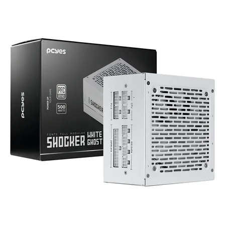 Fonte Gamer Pcyes Shocker Full Modular 500w - White Ghost Cor Branco