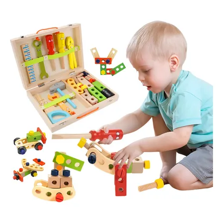 Brastoy Kit Caixa Maleta Madeira Infantil Com Ferramentas Montessori
