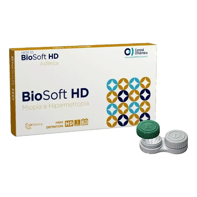 Lentes de Contato Biosoft 55 Asférica Mensais Miopia Hidratação UV