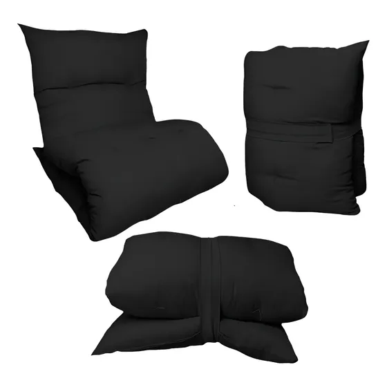 Futon Colchonete Dobrável Decorativo Colchão Solteiro Macio Cor Preto