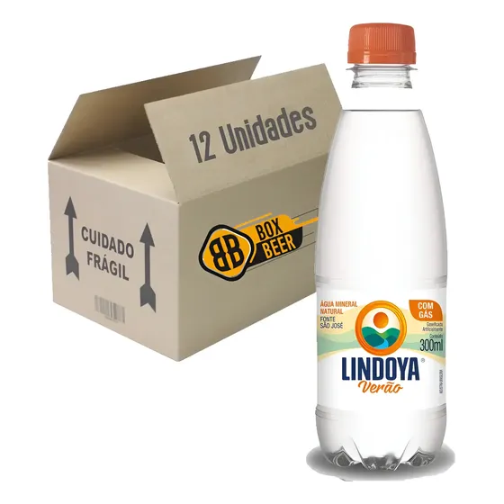 Água Mineral Legítima Lindoya Verão 300ml Com Gás-12garrafas