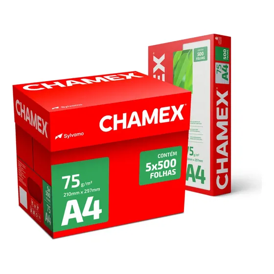 Papel Sulfite Profissional Sustentável Chamex A4 75g 210x297mm - Pacote 500 Folhas Premium