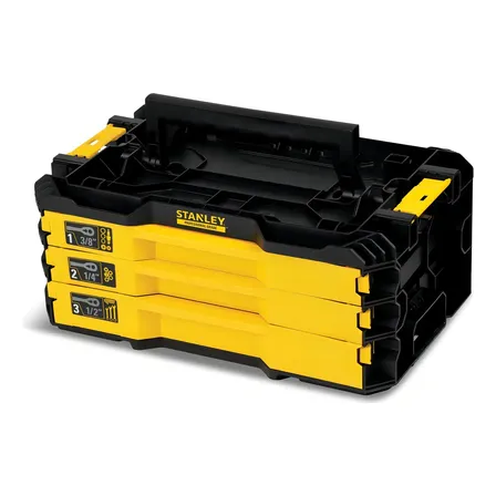 Caixa De Ferramentas Stanley Modelo Stmt17993 Com 3 Gavetas E 203 Peças Preto/amarelo