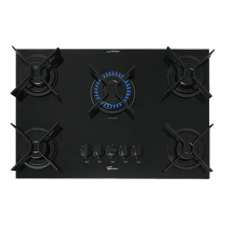 Cooktop A Gás Fischer 5 Bocas Fit Line Trempe Iron Preto 127/220v