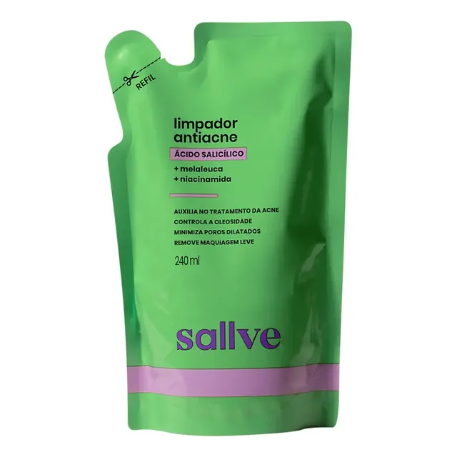 Refil Limpador Facial Antiacne Sallve 240ml Momento De Aplicação Dia/noite Tipo De Pele Oleosa