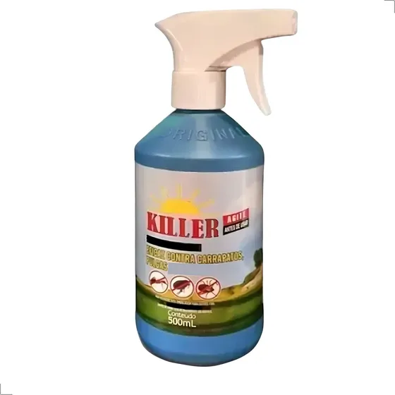 Killer 500ml Inseticida Azul-turquesa Para Pulgas e Carrapatos Cão/Gato