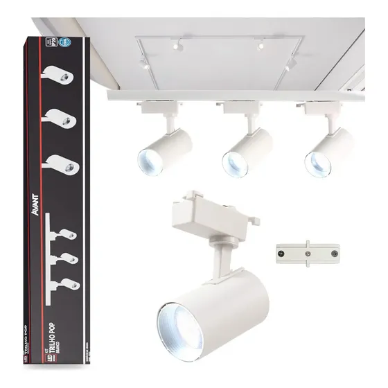 Kit Trilho Eletrificado 15w 6500k 1m Branco 3 Spots Led Branco Frio 251931397 Avant