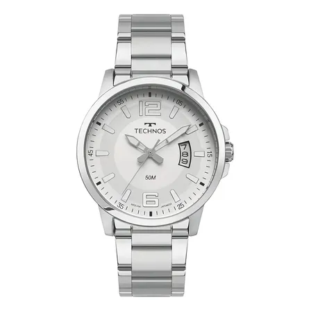 Relógio Technos Racer Prata Aço Inox Resistência Água 50m