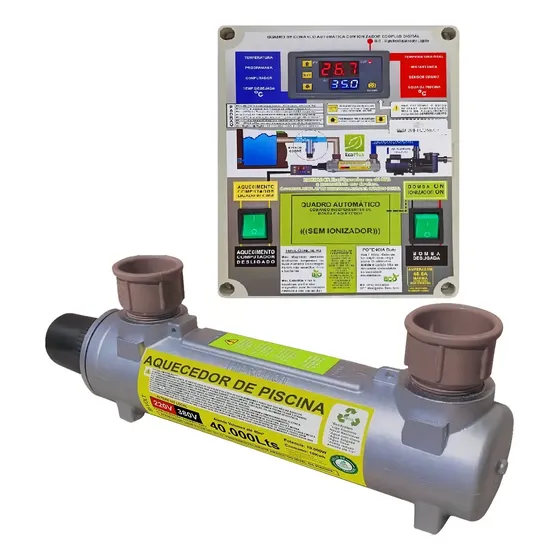 Aquecedor Elétrico de Piscina 40.000L 380V Inox 10KW TurboHot