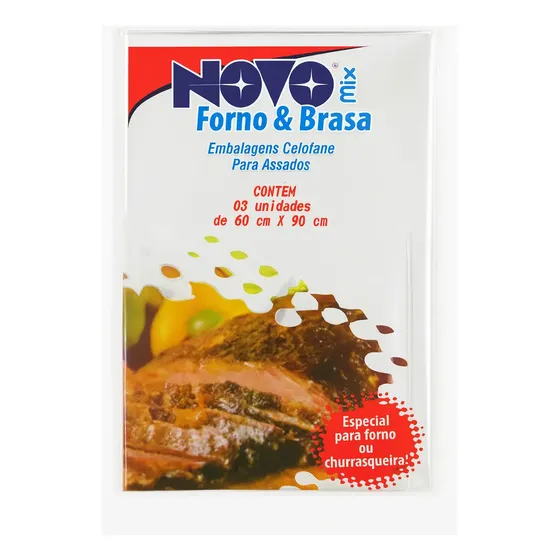 Celofane para Assar Novo Mix 60 cm x 90 cm Forno e Brasa 250 g