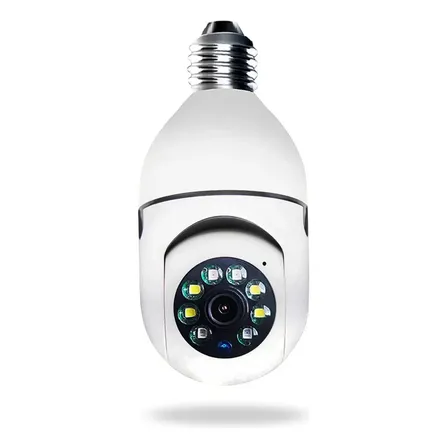 Camera Lampada Segurança Wifi Ip 360 Full Hd Visão Noturna Cor Branco
