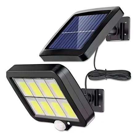 Refletor Solar Sensor Presença Parede Jardim Muro 160 Leds Ip66 Preto