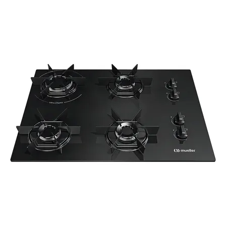 Cooktop 4 Bocas Mueller Mcg4bb Mesa De Vidro Ultra Chama Super Automático Preto 127/220v