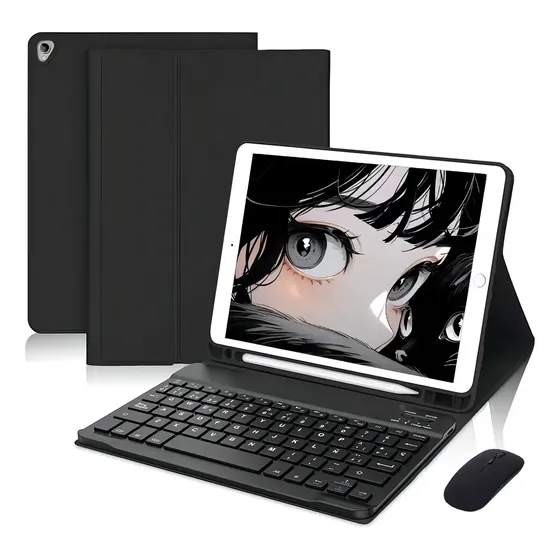 Teclado Capa e Mouse Bluetooth Samsung S6 Lite 10,4 Pol Preto Ergônomico