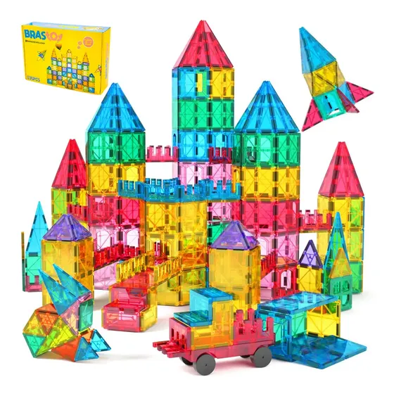 Brastoy Construção Brinquedo Blocos Magnéticos Para Montar 130 Peças